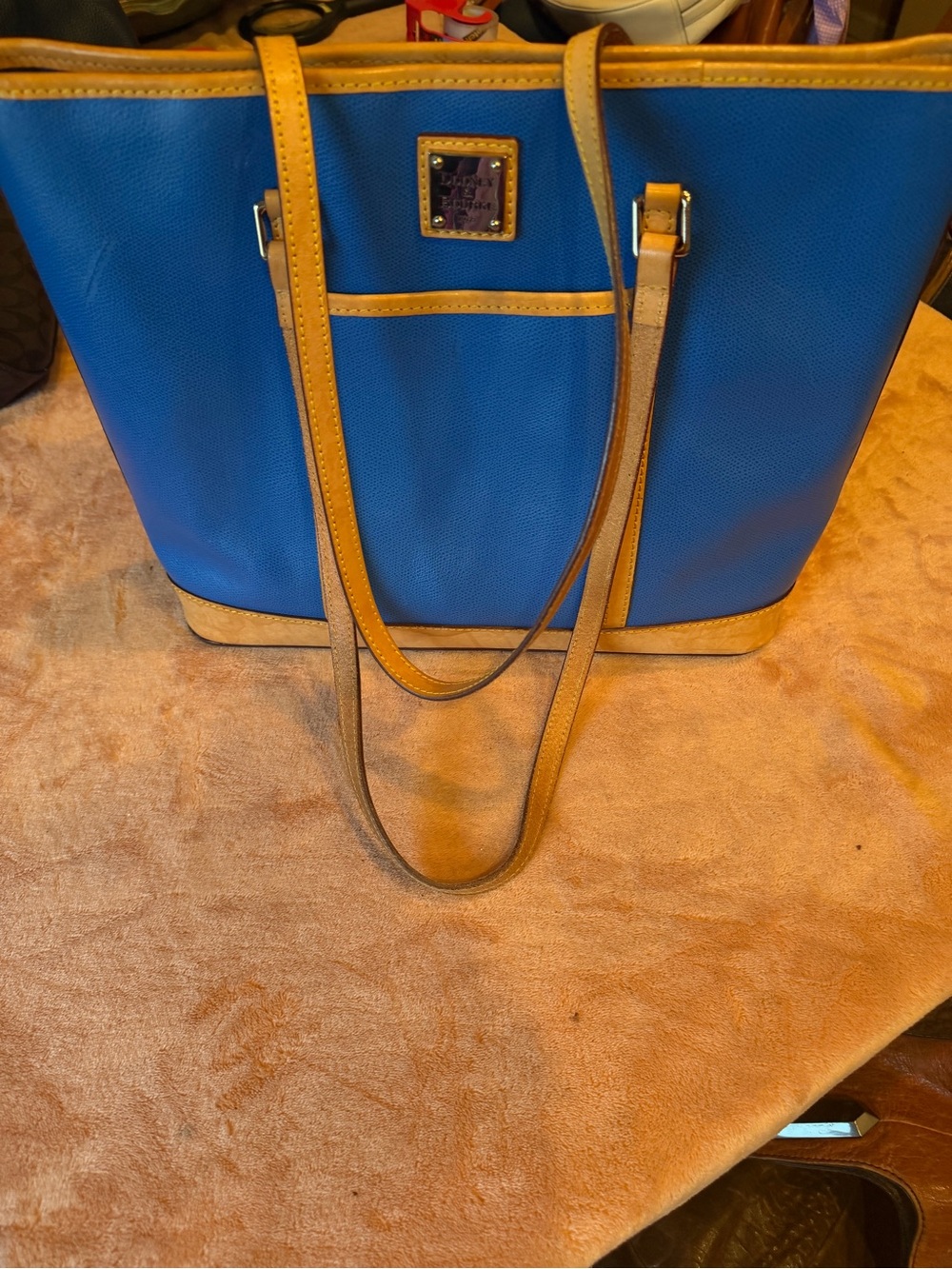 Blue and Tan Women’s Tote Bag